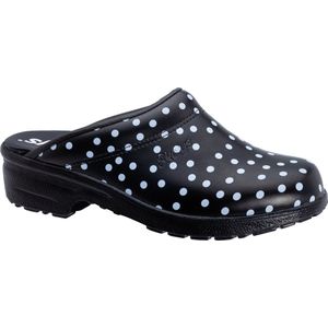 Skolys F720.02 klompen - werkklompen - dames - medische - tuinklompen - clogs - verpleegkundige - ziekenhuis - instap - zwart met witte stippen - maat 38