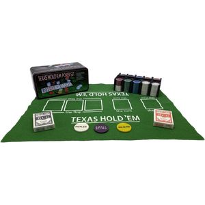 HOT Games Pokerset Texas Hold'em - 200 fiches, 40 mm, tweekleurig, 4 gram - Geschikt voor alle leeftijden en 2+ spelers