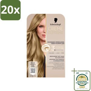 20 x Schwarzkopf - Haarkleuring - Creme Supreme 8-0 - Natuurlijk Blond - 245g - Grootverpakking - Natuurlijk Blond - Permanent Haarverf - Haarverf Creme Supreme - Haarverf 8-0 - Haarverf 100% Grijsdekking