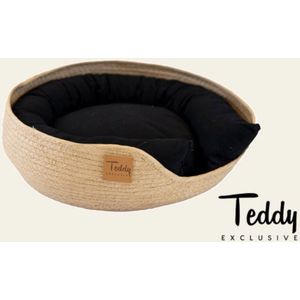 Teddy Exclusive Kattenmandje Benji – Rieten Kattenmand – Stijlvol & Comfortabel – Zwart – Voor Katten & Kleine Huisdieren