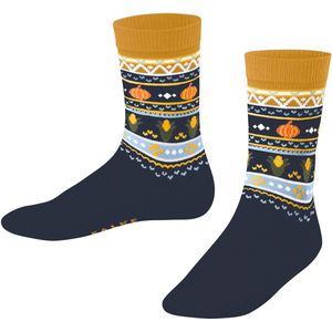 FALKE Pumpkin Fair Isle gedessineerd katoen sokken kinderen blauw - maat 27-30