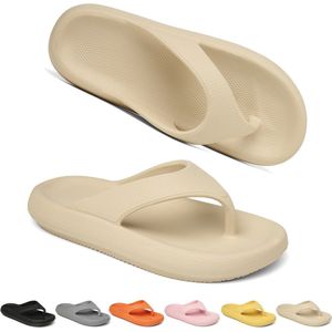 Geweo Badslippers - Slippers Heren - Antislip Zachte Zomer Teenslippers - Khaki - Maat42/43