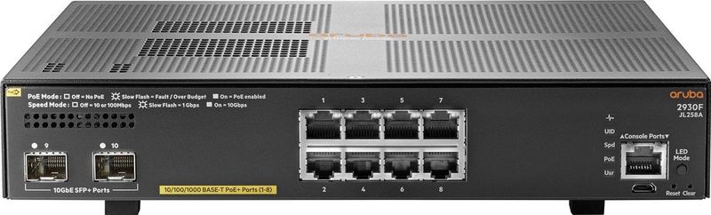Aruba 2930F 8G PoE+ 2SFP+ Managed L3 Gigabit Ethernet (10/100/1000) Power over Ethernet (PoE) 1U Grijs