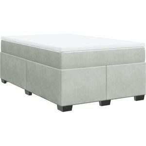 vidaXL - Boxspring - met - matras - fluweel - lichtgrijsx200 - cm