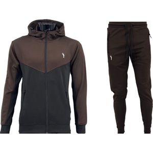 Hitman - Trainingspak Heren - Joggingpak Heren - Sportkleding Heren - Cadeau voor Man - Donker Bruin/Zwart - Maat S