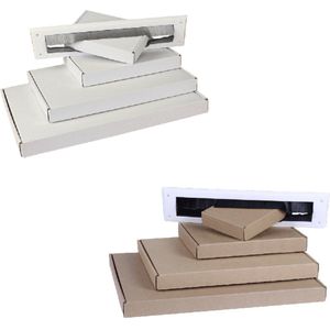 Standaard Brievenbusdozen Formaat A5 - 25,5 X 16 x 2,8 Cm 10 in wit en 10 in bruin /Platte dozen voor brievenbus met bovenklep / Verzenddoosje / Postdozen