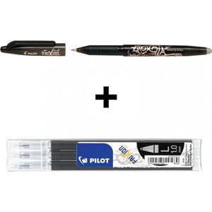 Pilot Zwarte FriXion Ball 1.0mm Uitwisbare Pen + 3 stuks Navul inkt set