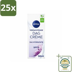 25 x NIVEA - Essentials Sensitive Dagcrème - Gezichtscrème - SPF 15 - Voor de gevoelige huid - 50 ml - Grootverpakking - Gevoelige Huid - Dagcrème - SPF 15 - Roodheid - Huidveroudering