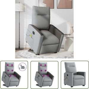 vidaXL Massagerstoel - Sta-op-stoel - Sta-op-massagestoel elektrisch verstelbaar stof lichtgrijs - Ergonomische Stoel - Elektrische Stoel - Medische Stoel