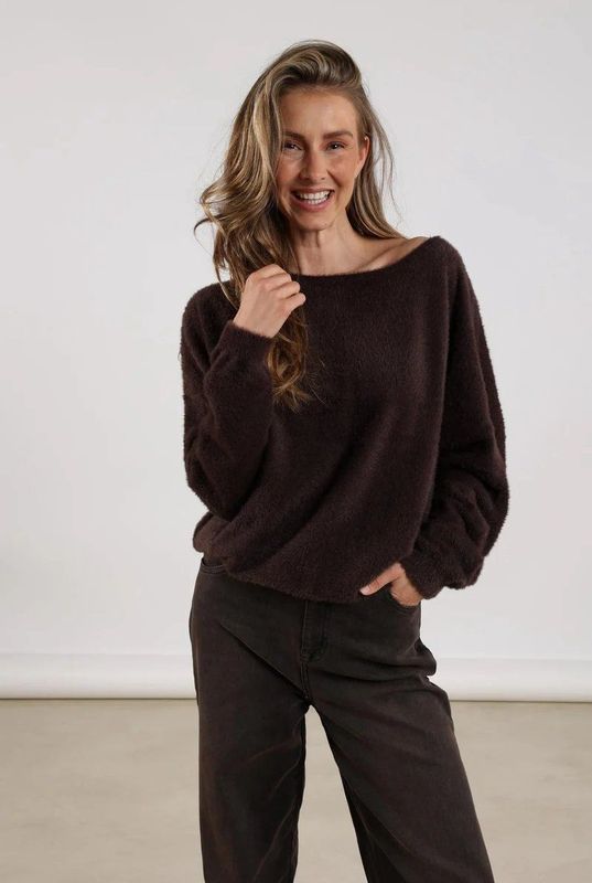 NKF03022 - Mathilde Pullover - Dark Chocolate - 100% Nylon