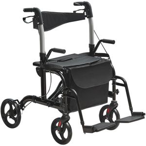 Benelux Select Rollator – Rollators Binnen en Buiten - Rollator opvouwbaar – Transportstoel – 2-in-1 design – 360° wielen – Tot 300kg