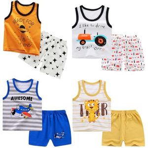 8-delige jongens mouwloze T-shirt en korte broek set voor 3 maanden tot 7 jaar