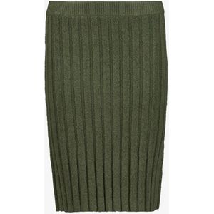 TwoDay ribgebreide dames midi rok groen - Maat S