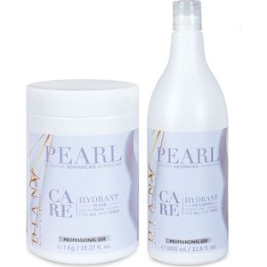 PEARL Set: 1000ml Shampoo + 1000g Haarmasker voor thuiszorg na de behandeling haar botox - zonder parabenen, sulfaten en siliconen, Verrijkt met Kokosolie en Panthenol, Voor Optimale Hydratatie en Anti-Frizz, Geschikt voor Alle Haartypes