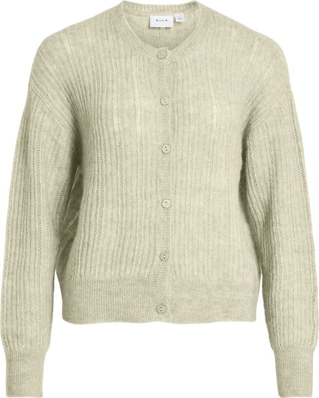 VILA - Gebreid Vest - Beige - Lange Mouw - Ronde Hals