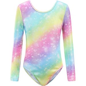 Ballet Turnpakje voor Meisjes - Kleurverloop, Lange/Korte Mouw, Ronde Hals, Gympakje van 3-12 Jaar