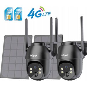 ieGeek 4G LTE Bewakingscamera Buiten met Sim - PTZ Beveiligingscamera Batterij Gevoed - PIR Humanoïde Bewegingsdetectie - 2 stuks