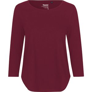 Ladies´ Three Quarter Sleeve T-Shirt met ronde hals Bordeaux - XXL