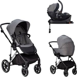 FreeON Kinderwagen Zen Deluxe 4in1 - Donkergrijs (incl. autostoel & isofix base)