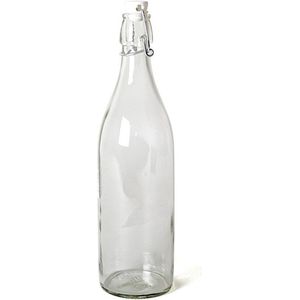 6x Glazen Beugelflessen/Weckflessen Transparant met Beugeldop 1 Liter - Inmaakflessen van Glas