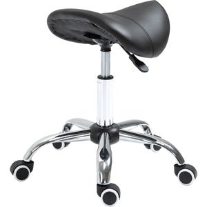 Pugsdrly Zadelkruk Werkkruk Draaistoel Draaikruk Rolkruk Cosmetische kruk gestoffeerd in hoogte verstelbaar (Zwart)