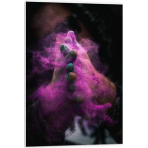 Forex - Gekleurd Poeder aan Handen - 60x90cm Foto op Forex
