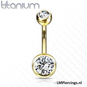 Piercing titanium goud kleur met steentje
