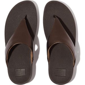 FitFlop - Lulu Leather Toepost - Dames Slipper - Metallic Chocolate Brown