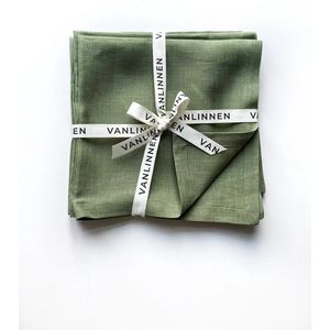 VANLINNEN - Linen Olive napkins - natural 100% linen - 45cm x 45cm - 4pcs - groen servetten