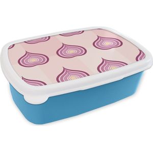 Broodtrommel Blauw - Lunchbox - Brooddoos - Paars - Patronen - Uien - 18x12x6 cm - Kinderen - Jongen