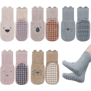 Antislip Babysokken voor 0-5 Jaar - 5 Stuks met Siliconen Bodem voor Veilig Grip