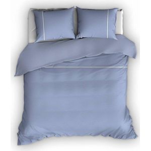 Warme Flanel Eenpersoons Dekbedovertrek Stripe Blauw/Wit | 140x200/220 | Hoogwaardig En Zacht | Ideaal Tegen De Kou