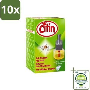 10 x Citin Navulling Anti-Muggenstekker - Diffuseur - Bescherming tot 45 Nachten - Grootverpakking - Muggenwerende Diffuser - Muggenwerend Apparaat - Muggenvrije Nacht - Insectenwerend - Anti-muggen