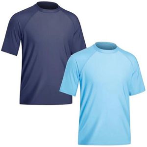 Heren 2-Delig UV Zwemshirt Korte Mouwen UPF 50+ Sneldrogende Badmode Rash Guard