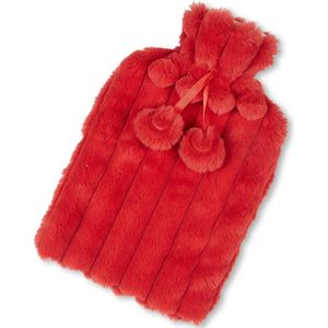 Warmwaterkruik met pluche hoes - 2 liter - warm en pluizig - rood