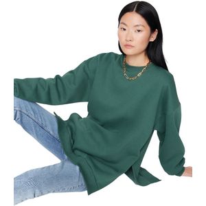 Trendyol Beige Oversized/Brede Pasvorm Met Splitdetail, Gebreid Sweatshirt Met Fleece Aan De Binnenkant Twoaw23Sw00195.