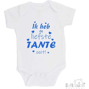 100% katoenen Romper ""Ik heb de liefste TANTE ooit!"" Jongens Katoen Wit/blauw Maat 62/68