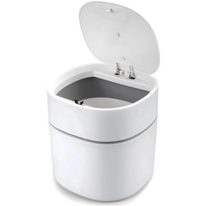 Bureau-prullenbak - Mini-prullenbak met Deksel - Kunststof - Wit - Compacte Afvalorganizer