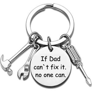 Fako Bijoux® - Sleutelhanger If Dad Can't Fix It, No One Can - Gereedschap - Tools - Cadeau - Geschenk - Vaderdag - Zilverkleurig