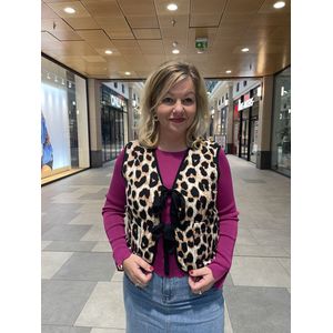 Hill Fashion - Gilet - Panterprint - Zwart - Maat L