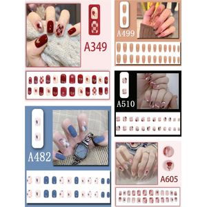 5*24 stuks vierkante kunstnagels om op te drukken, kunstnagels, glanzend, kunstnagels voor vrouwen en meisjes 01