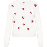 MYMO - Gebreide Trui - Groen - Rood - Offwhite