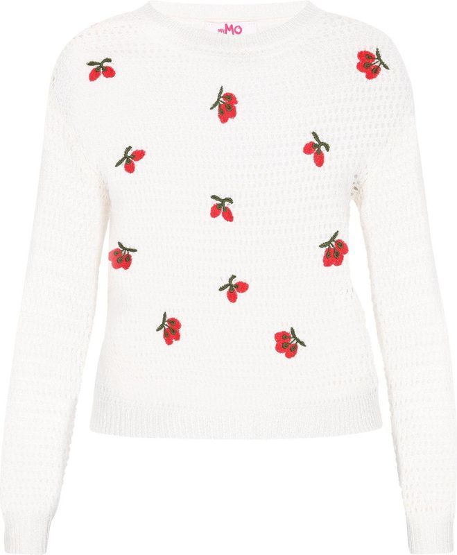 MYMO - Gebreide Trui - Groen - Rood - Offwhite