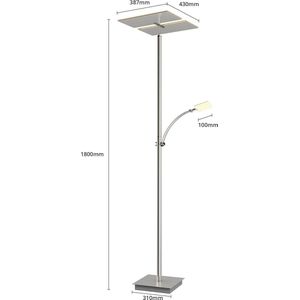 Lucande - LED vloerlamp- met dimmer - 3lichts - metaal, acryl - H: 180 cm - gesatineerd nikkel - Inclusief lichtbronnen