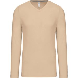 Kariban T-shirt V-hals lange mouwen K358 - Light Sand - S