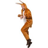 Partychimp Onesie Paashaas Kostuum Paashaas Pak Pasen Konijn Pak Mascotte Verkleedpak Haas Halloween Kostuum Volwassenen Horror Haas Carnavalskleding Heren Carnavalskleding Dames Verkleedkleren Volwassenen Carnaval - Maat M/L - Bruin