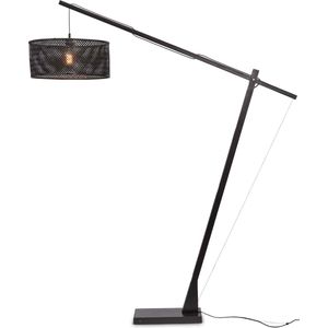 GOOD&MOJO Vloerlamp Java - Bamboe Zwart - 175x50x207cm - Modern - Staande lampen voor Woonkamer - Slaapkamer