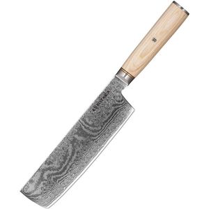 Kurotaka 7 inch Nakiri Japans Keukenmes – Damascus met Luxe Geschenkdoos - Cleaver Mes - Hakmes