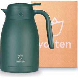 Vatten® Premium RVS Thermoskan - Donkergroen - 1.5 Liter - Met Drukknop - Isoleerkan