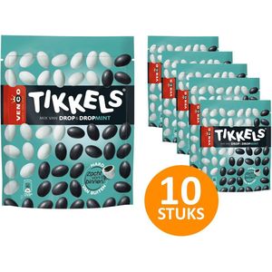 Venco Tikkels Drop 10 zakken à 245 g snoep - Snoepjes met drop en mint smaak - Stazak